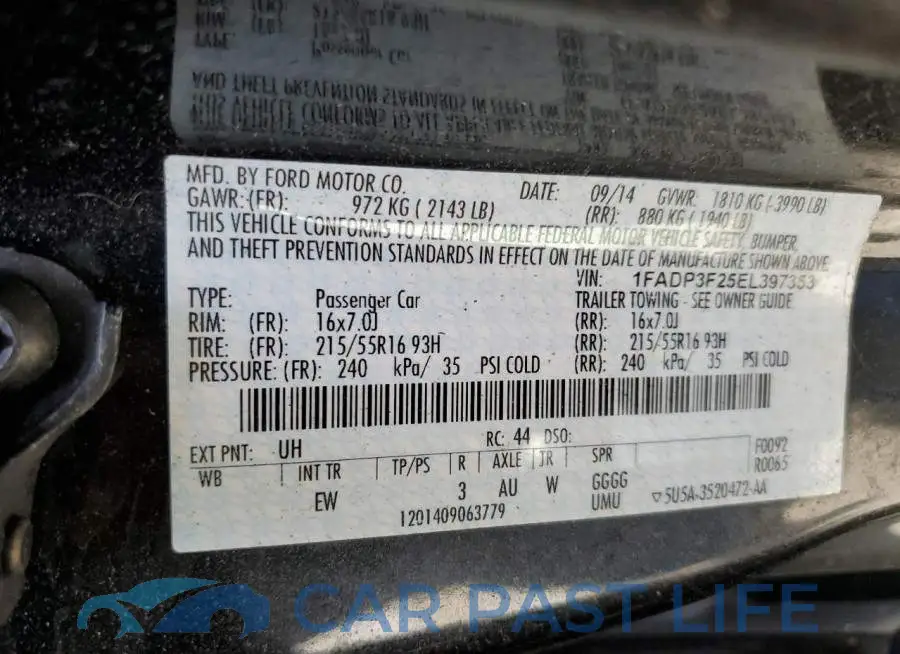 1FADP3F25EL397353# 12