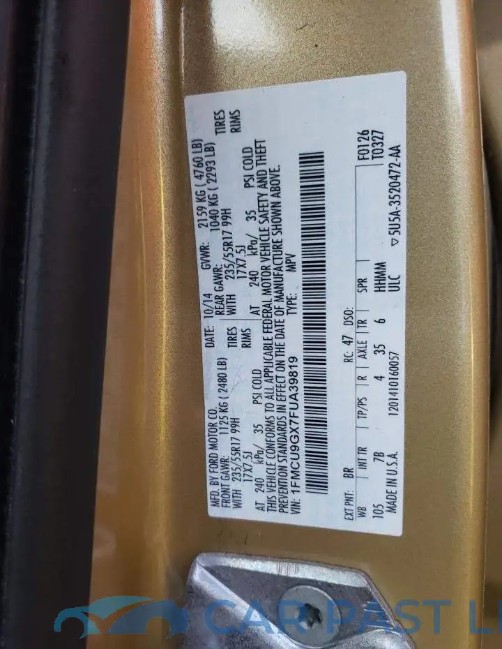 1FMCU9GX7FUA39819# 10