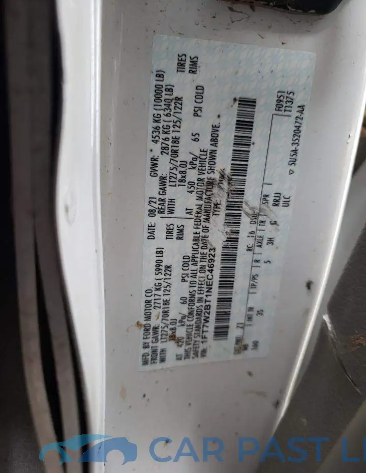 1FT7W2BT1NEC46923# 12