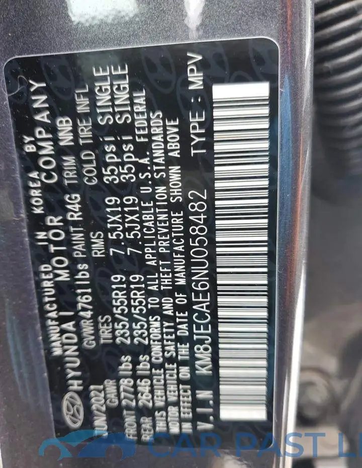 KM8JECAE6NU058482# 12