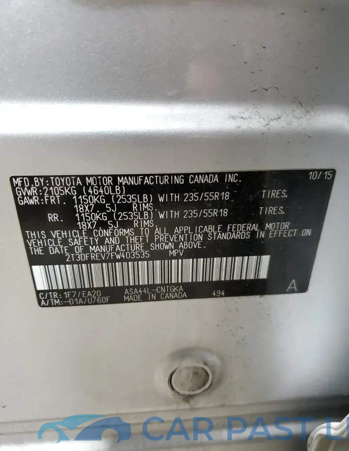 2T3DFREV7FW403535# 10