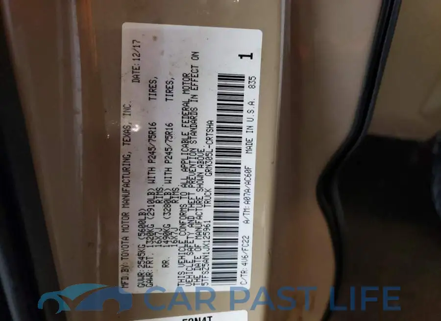5TFSZ5AN1JX125961# 12
