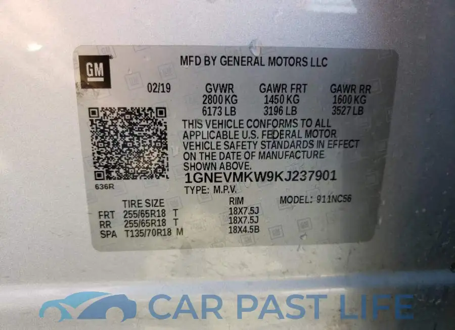 1GNEVMKW9KJ237901# 13