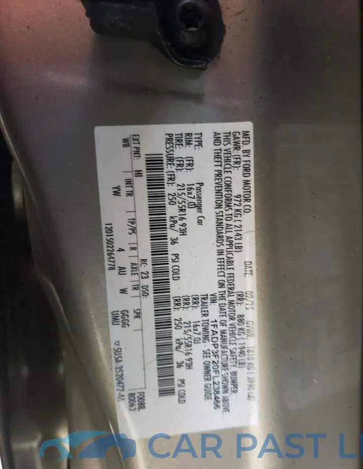 1FADP3F20FL238466# 12