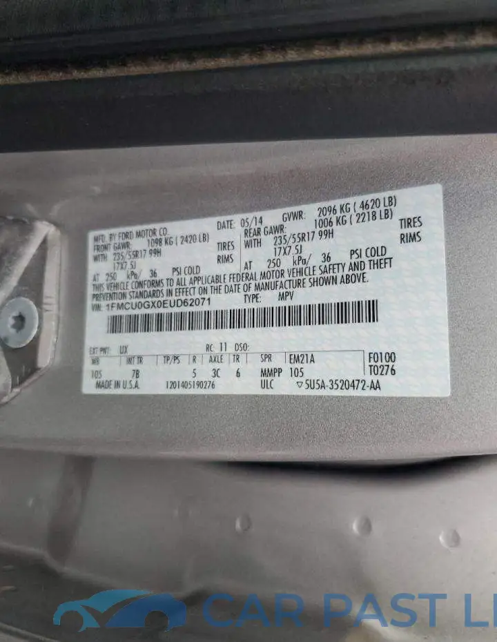 1FMCU0GX0EUD62071# 12
