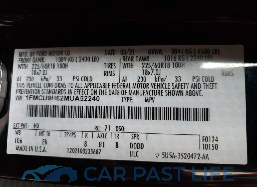 1FMCU9H62MUA52240# 14