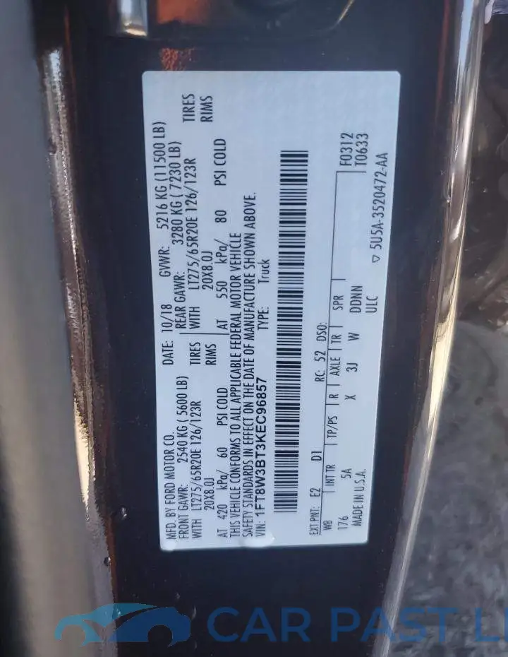 1FT8W3BT3KEC96857# 12