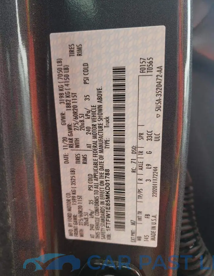 1FTFW1E85MKD01788# 13