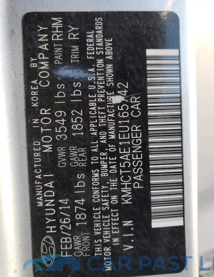 KMHCT5AE1EU165742# 10