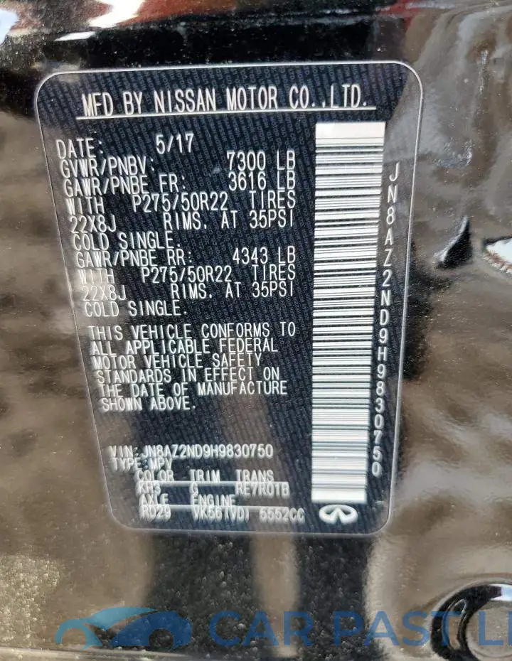 JN8AZ2ND9H9830750# 13