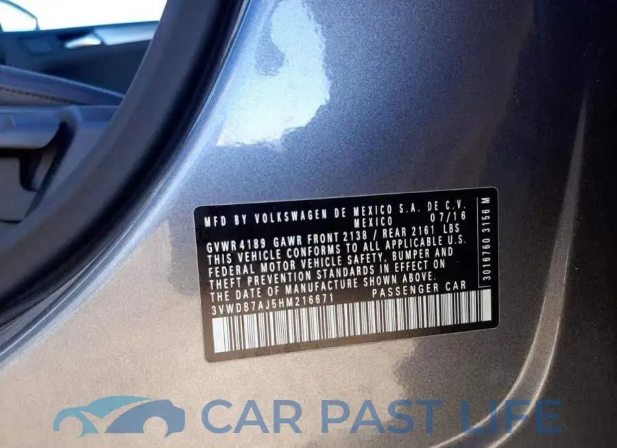3VWDB7AJ5HM216671# 13