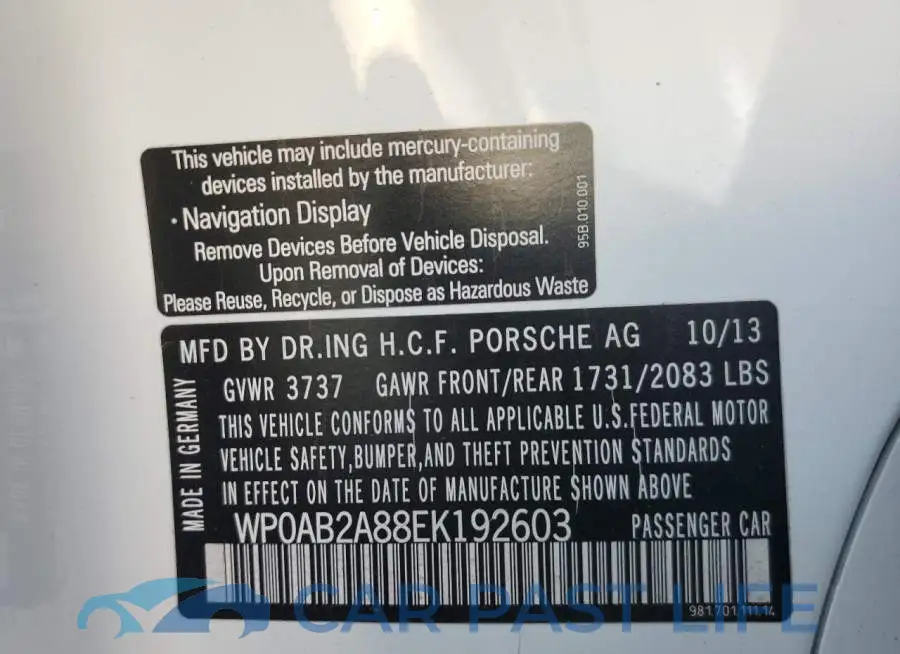 WP0AB2A88EK192603# 12