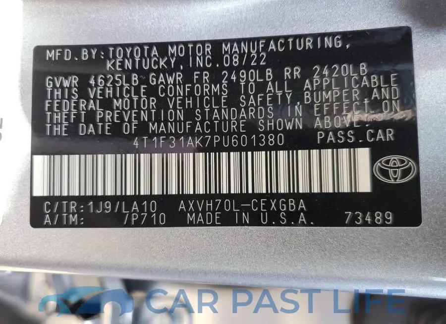 4T1F31AK7PU601380# 12