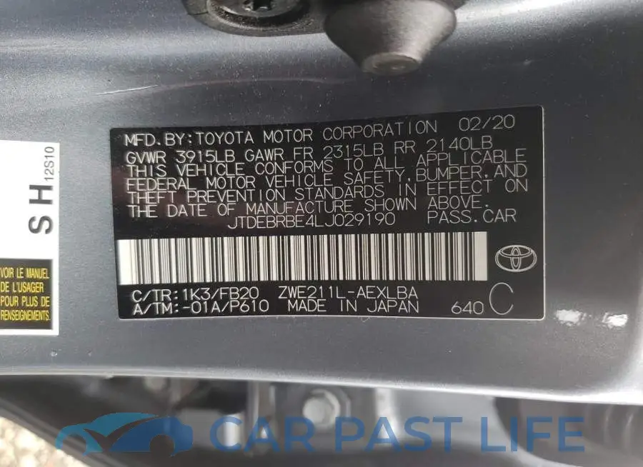JTDEBRBE4LJ029190# 13