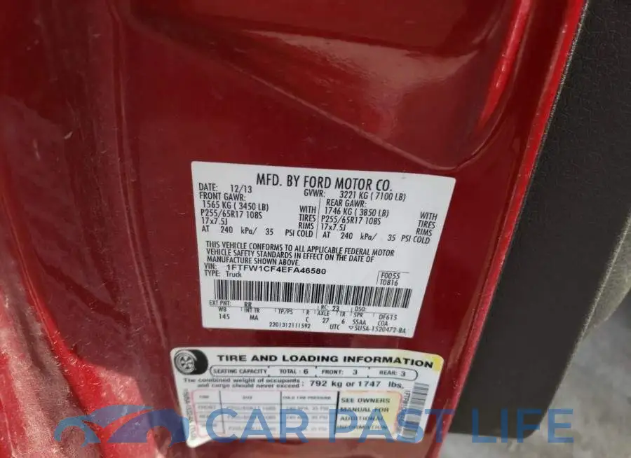 1FTFW1CF4EFA46580# 12