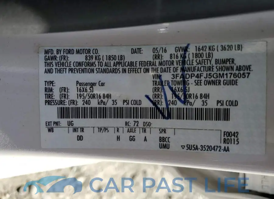 3FADP4FJ5GM176057# 12
