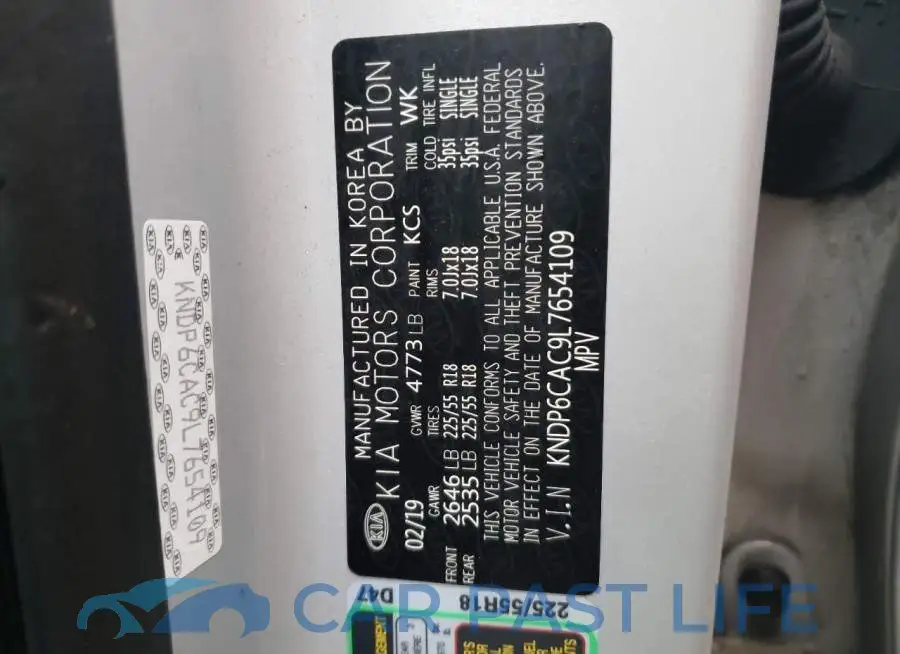 KNDP6CAC9L7654109# 13