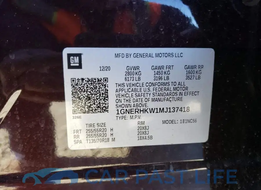 1GNERHKW1MJ137418# 13