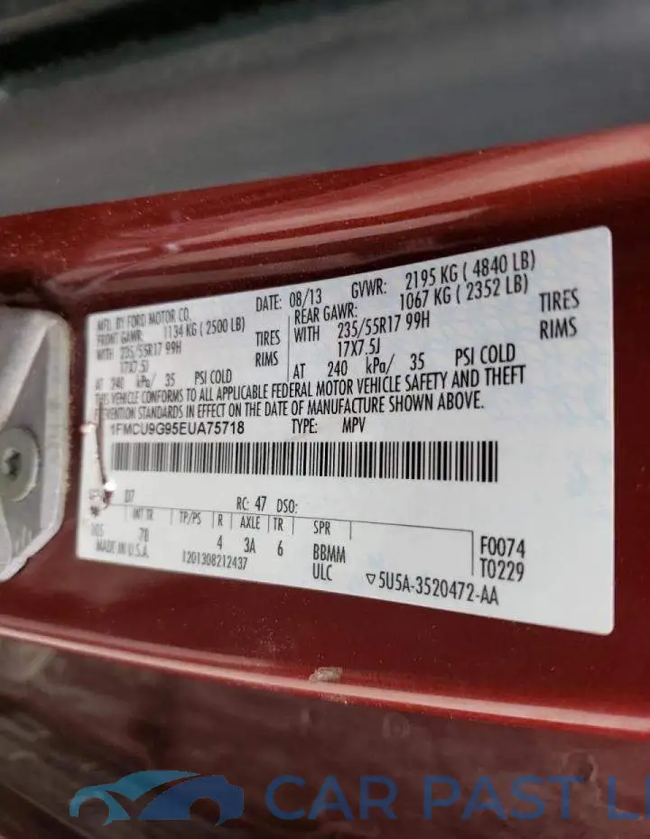 1FMCU9G95EUA75718# 13