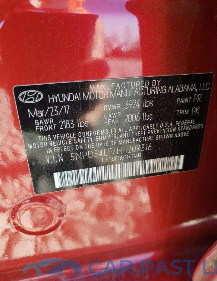 5NPD84LF7HH209316# 12