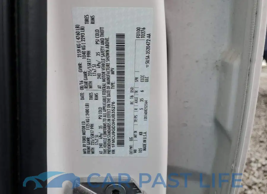 1FMCU9GD3HUB35276# 13
