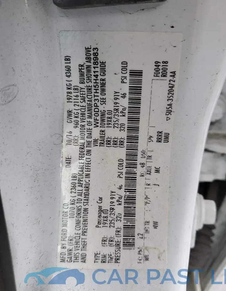WF0DP3TH5H4118983# 12