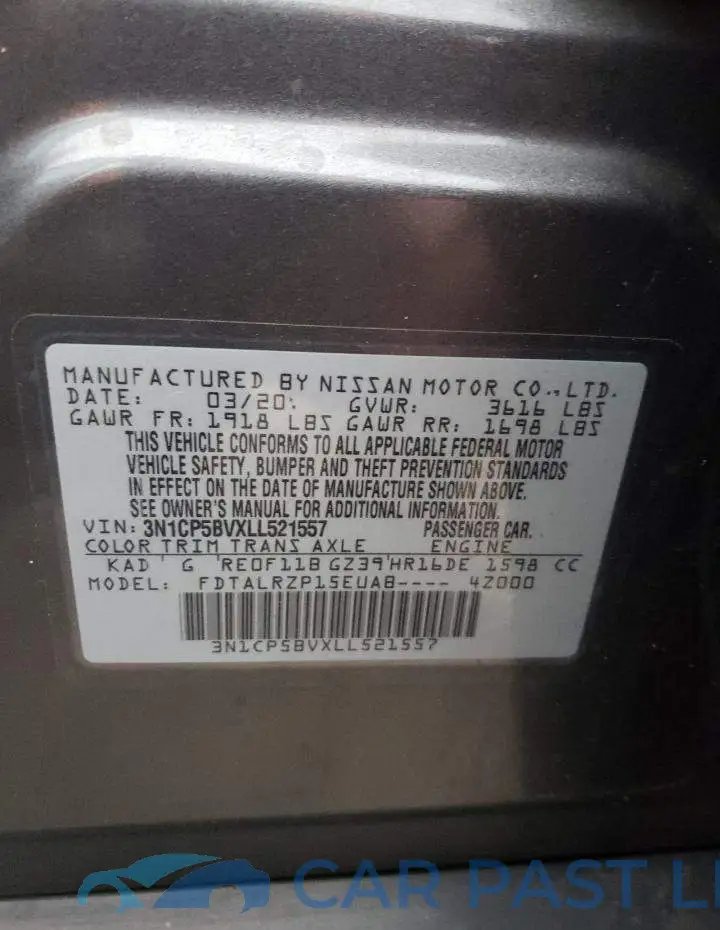 3N1CP5BVXLL521557# 13