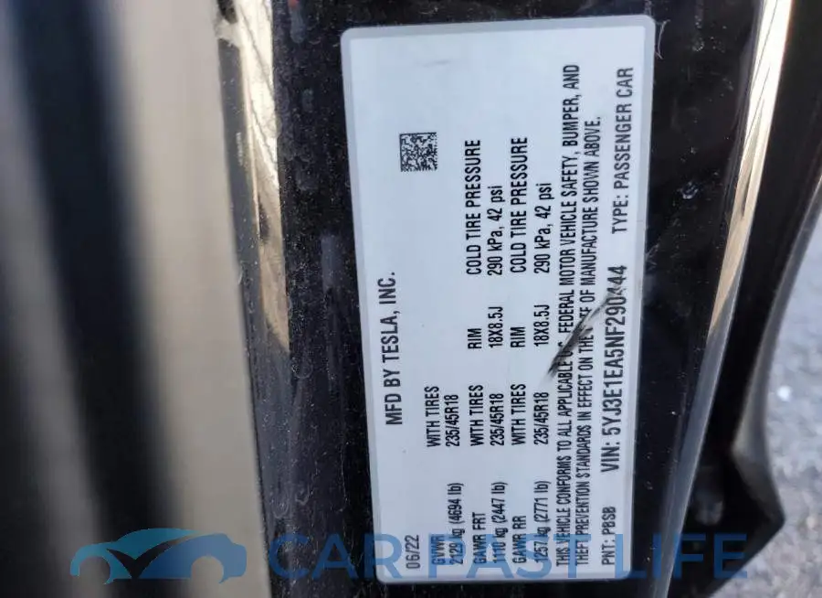 5YJ3E1EA5NF290444# 12