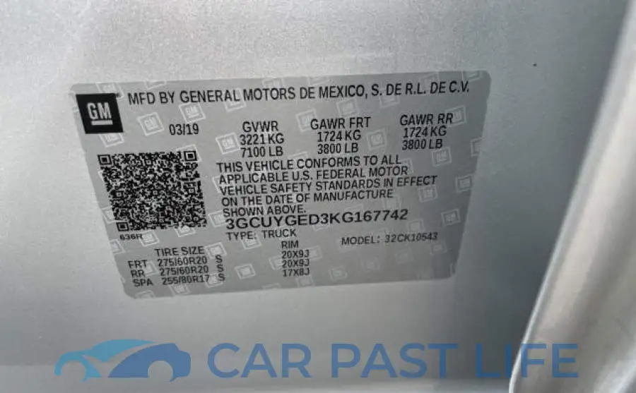 3GCUYGED3KG167742# 10