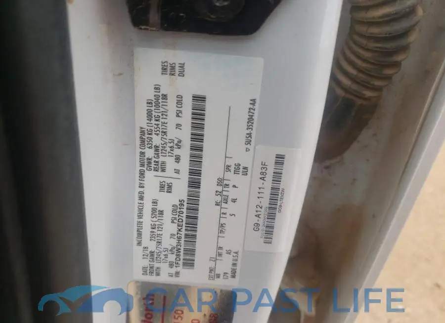 1FD8W3H67KED70195# 10