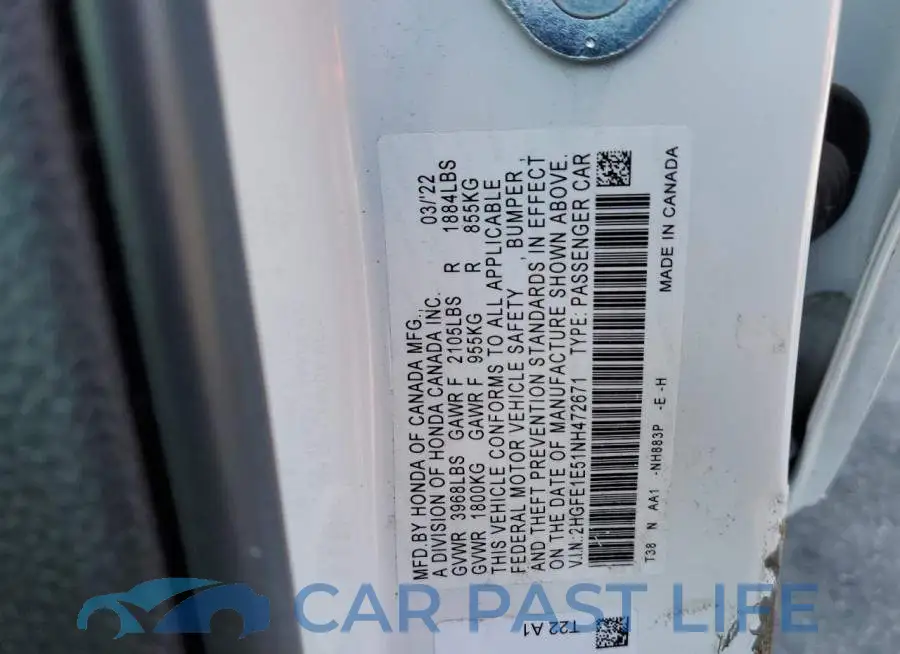 2HGFE1E51NH472671# 12