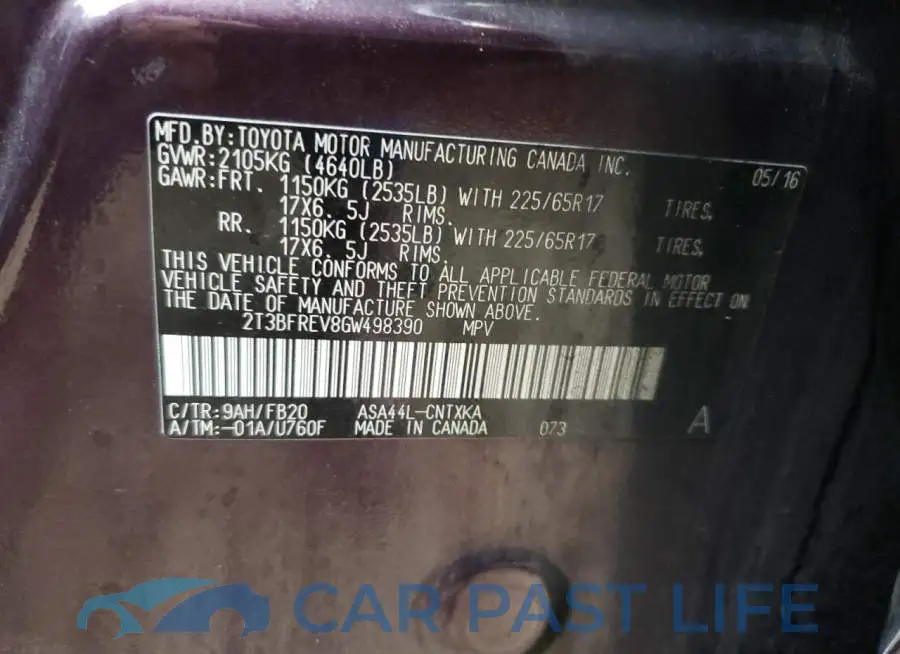 2T3BFREV8GW498390# 13