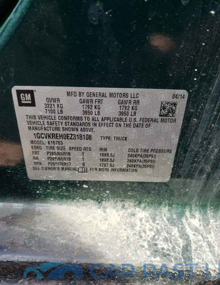 1GCVKREH0EZ318108# 13