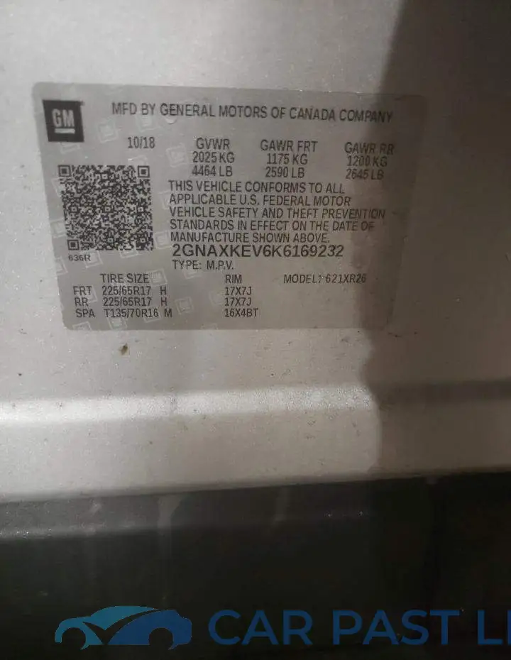 2GNAXKEV6K6169232# 13