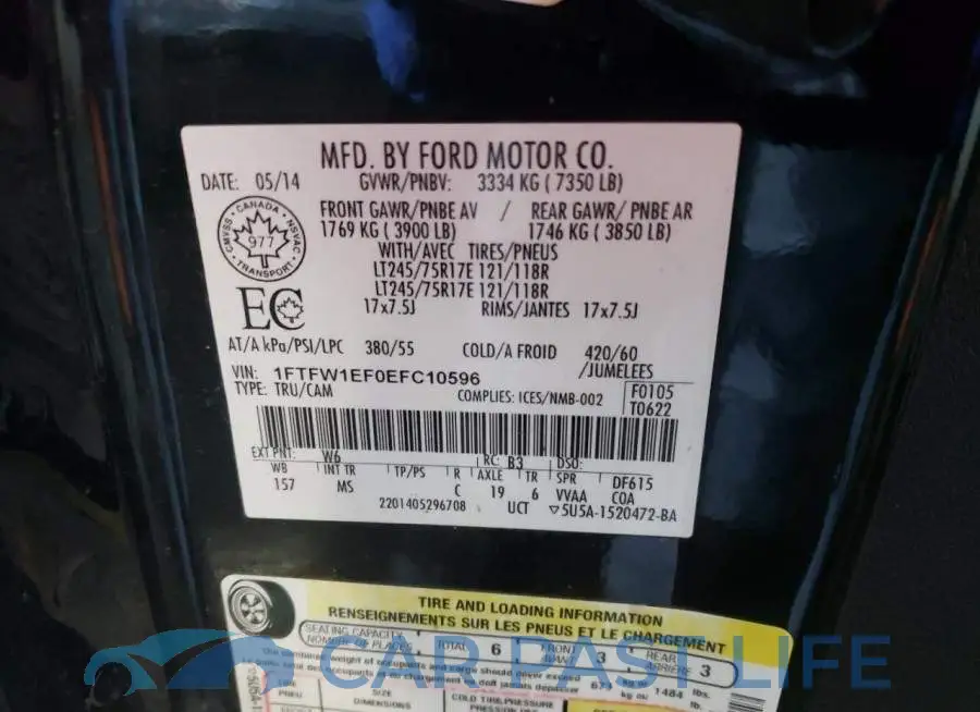 1FTFW1EF0EFC10596# 12