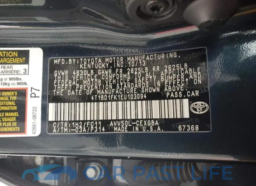 4T1BD1FK1EU103094# 12