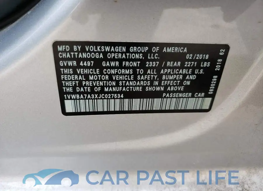 1VWBA7A3XJC027534# 12