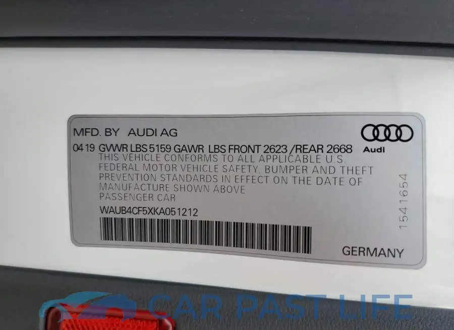 WAUB4CF5XKA051212# 12