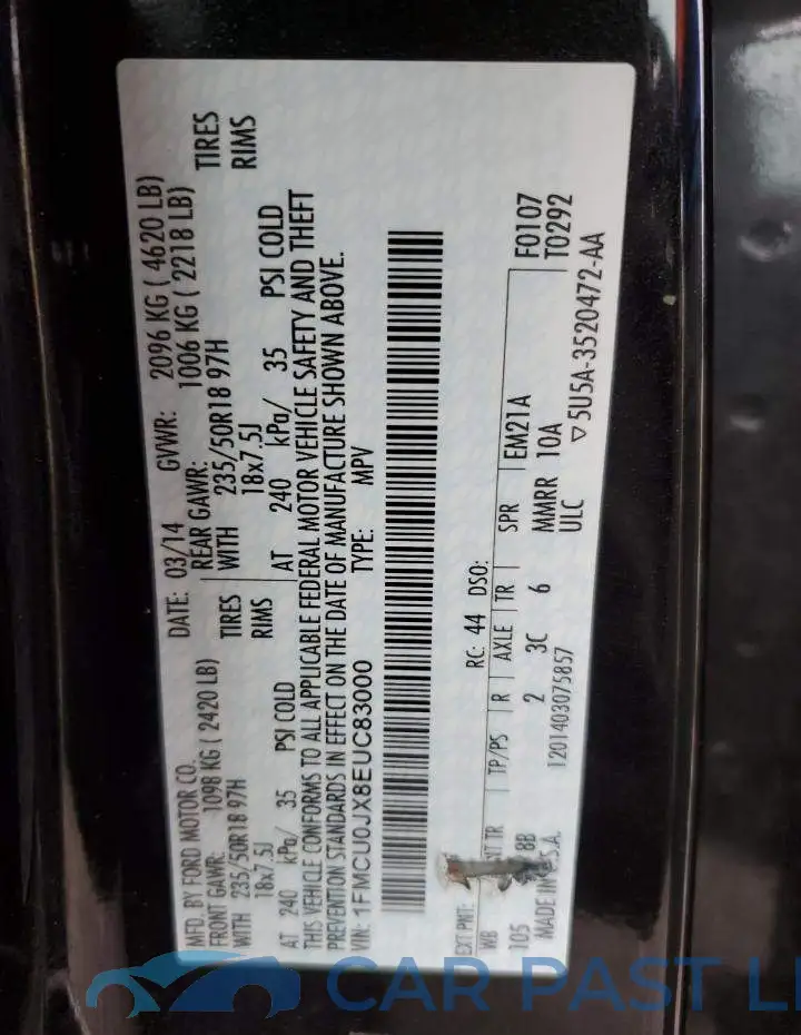 1FMCU0JX8EUC83000# 13