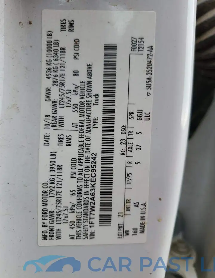 1FT7W2A63KEC95242# 12