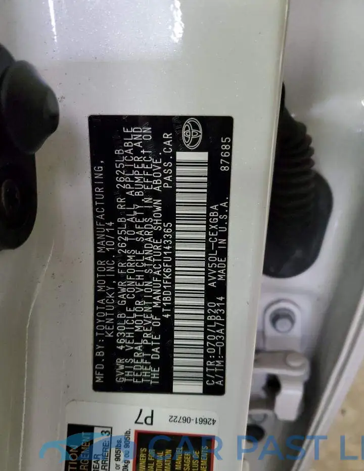 4T1BD1FK6FU143365# 12