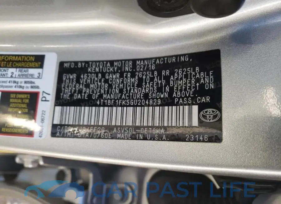 4T1BF1FK5GU204829# 12