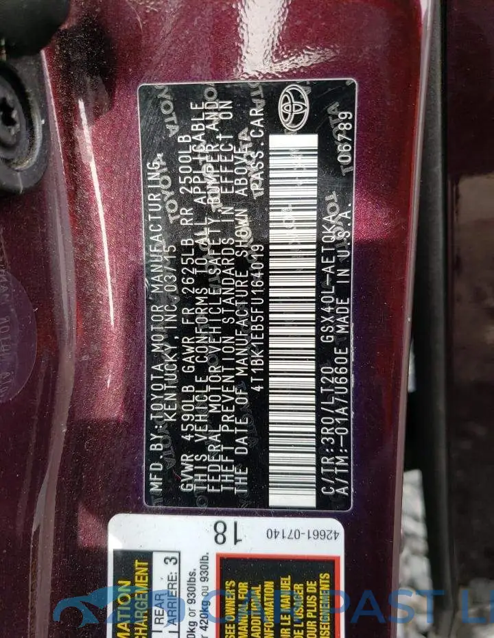 4T1BK1EB5FU164019# 13