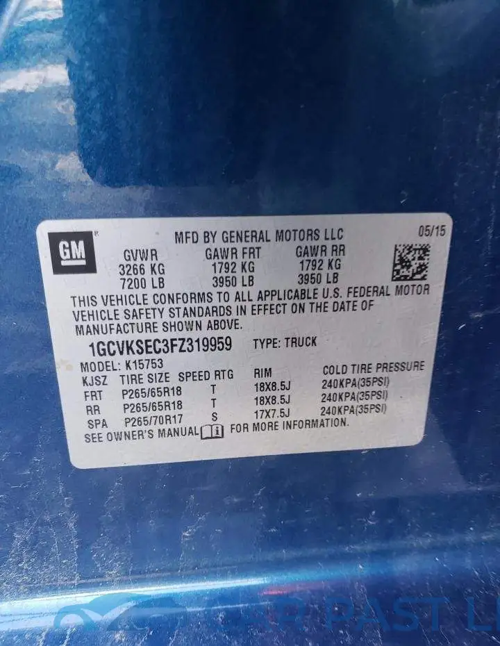 1GCVKSEC3FZ319959# 12