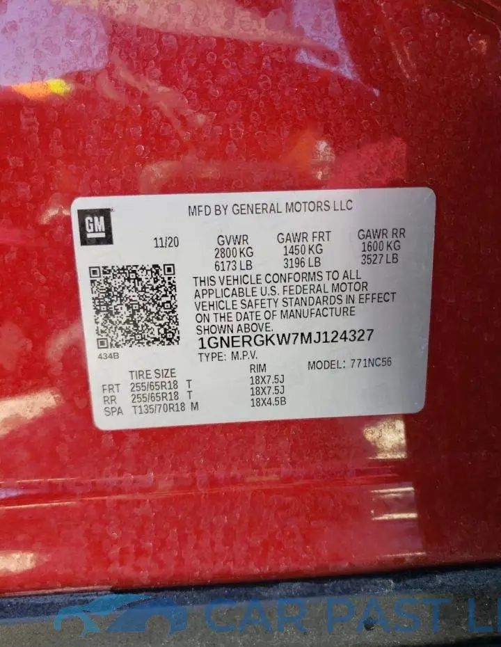 1GNERGKW7MJ124327# 10