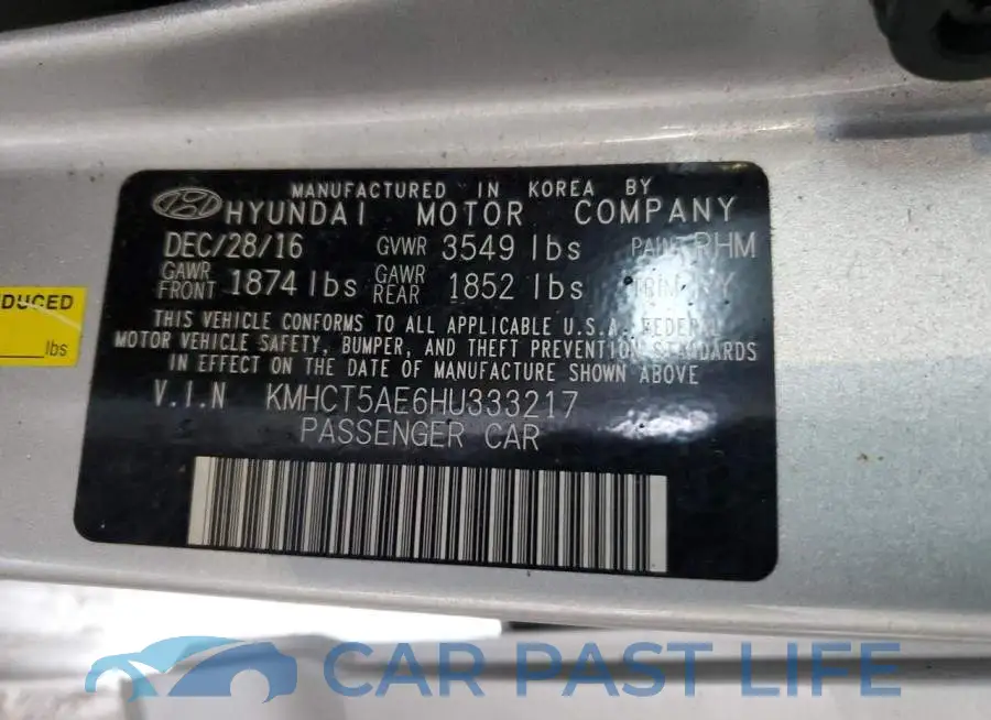 KMHCT5AE6HU333217# 12