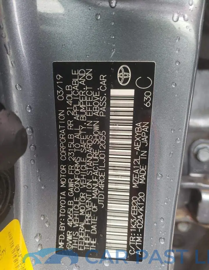 JTDT4RCE1LJ012055# 12