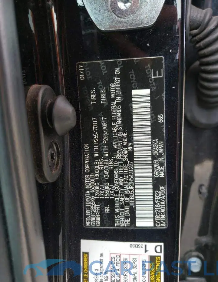 JTEBU5JR3H5421227# 12