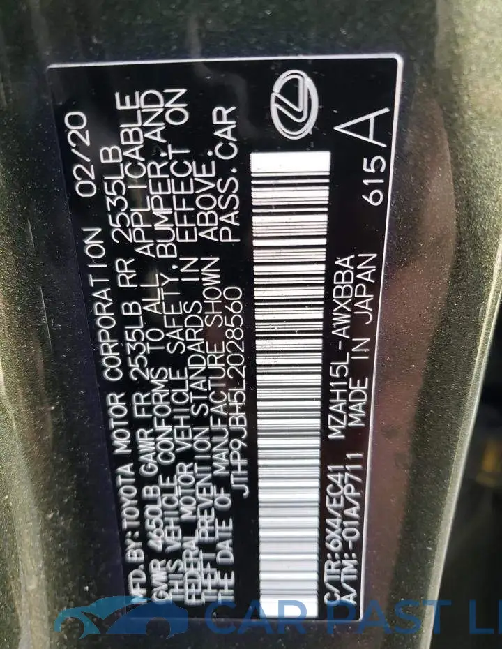 JTHP9JBH5L2028560# 14