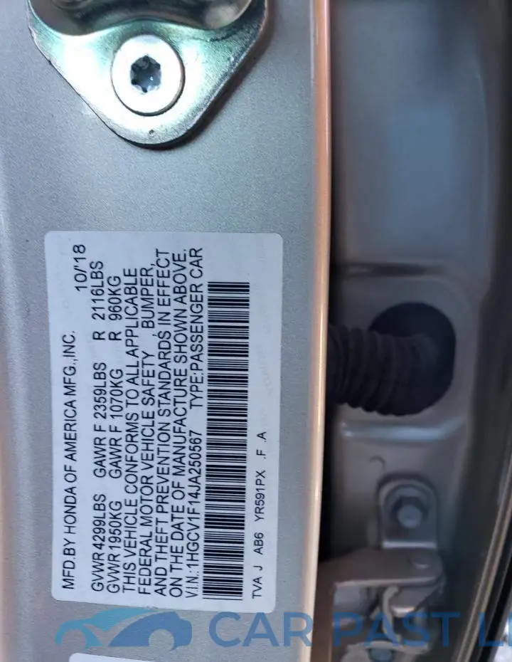 1HGCV1F14JA250567# 13